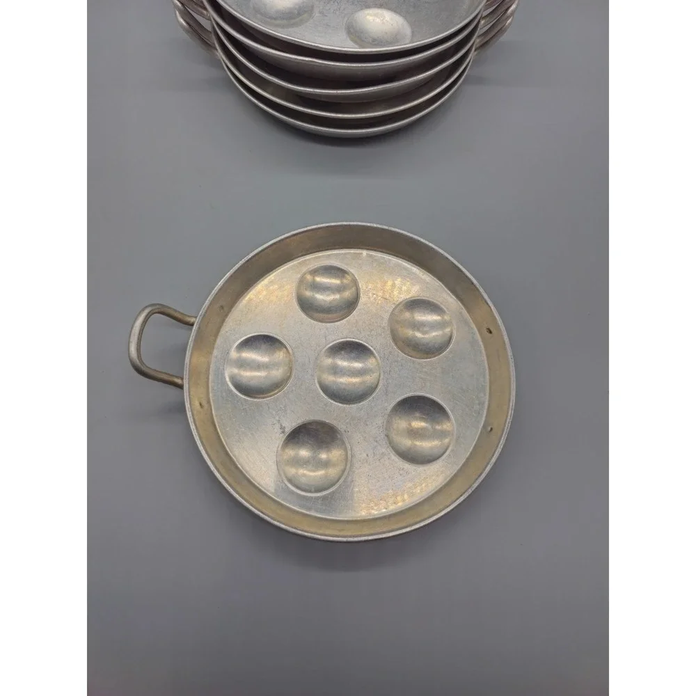 Vintage Tournus Unis France Aluminum Escargot Handled Serving Plates France Made